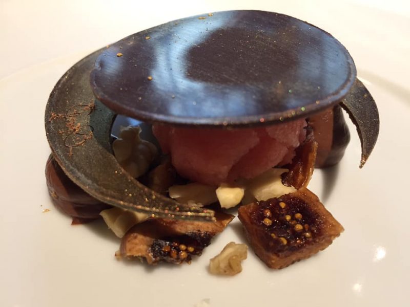 Ristorante Tre Olivi, pre dessert ai fichi e melograno