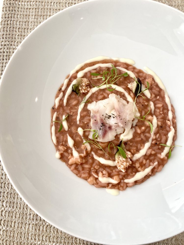 L’Amo - Risotto barbabietola, fichi e scampi