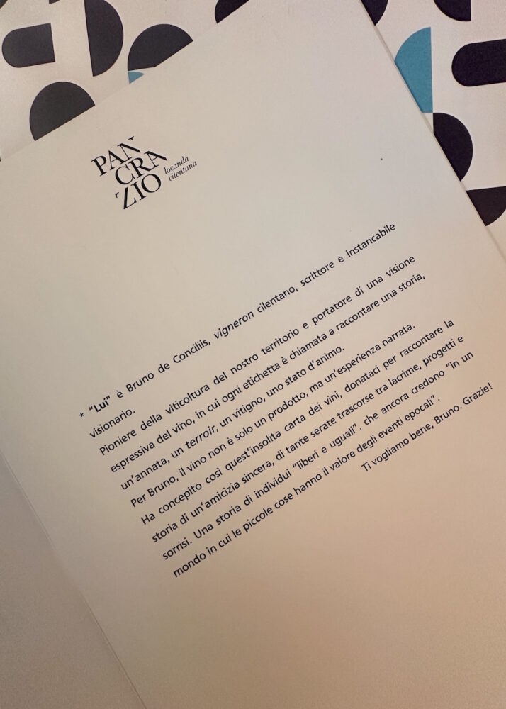 Palazzo Gentilcore - Pancrazio Locanda Cilentana - carta vini