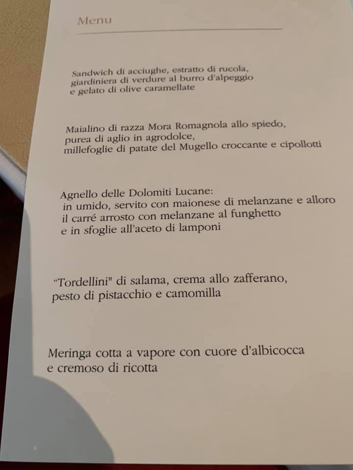 Bibi Graetz da Enoteca Pinchiorri - menu'