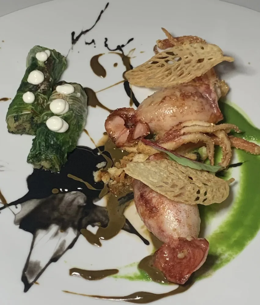 Relais Blu, il totano ripieno di ceci al cumino e involtini di scarole
