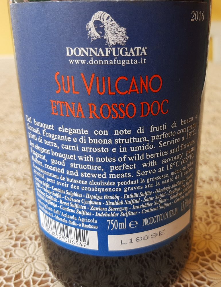 Controetichetta Sul Vulcano Etna Rosso Doc 2016 Donnafugata