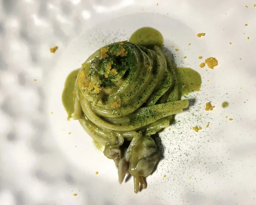 Le Monzù, Linguina, alga spirulina, calamari e vongole