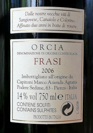 Orcia Doc Frasi 2006 – Capitoni - Retro