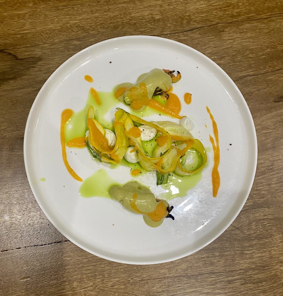 Tratturi' - Zucchine crude, albicocche e caprino