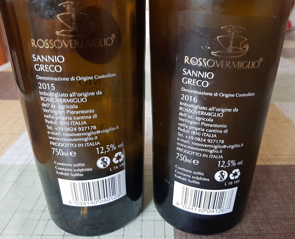 Controetichette Vini Sannio Greco Rossovermiglio