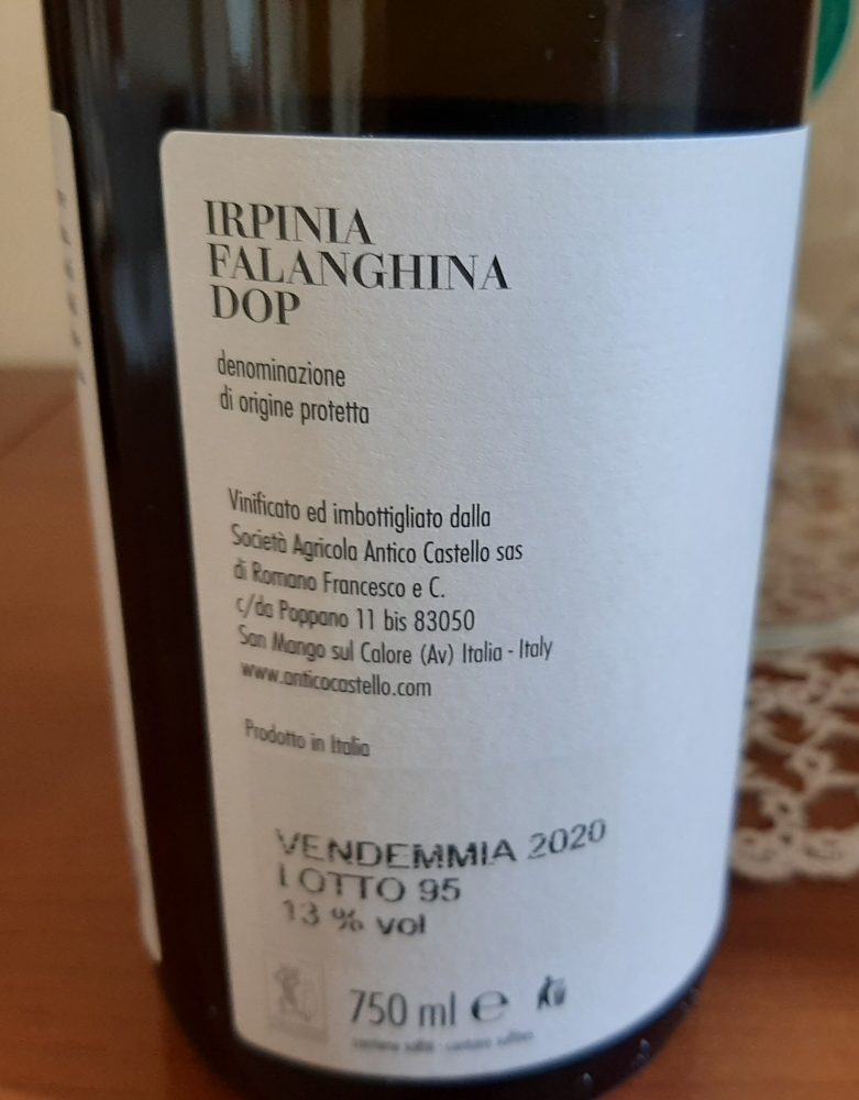 Controetichetta Demetra Falanghina Irpinia Dop 2020 Antico Castello