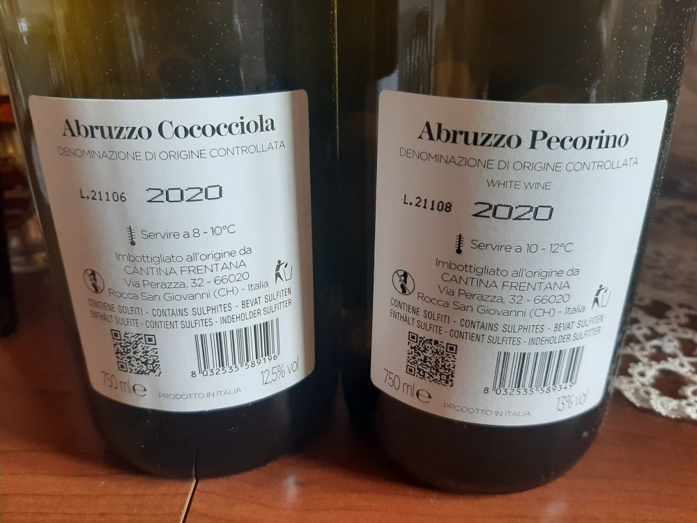 Controetichette Vini Cantina Frentana