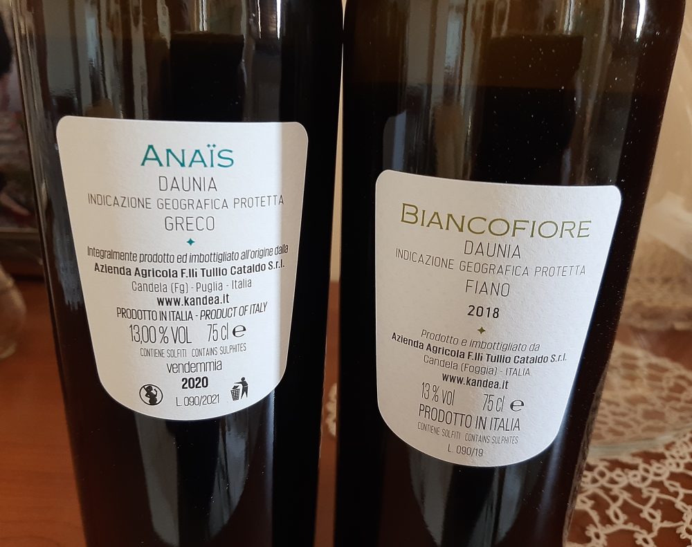 Controetichette vini Kandea