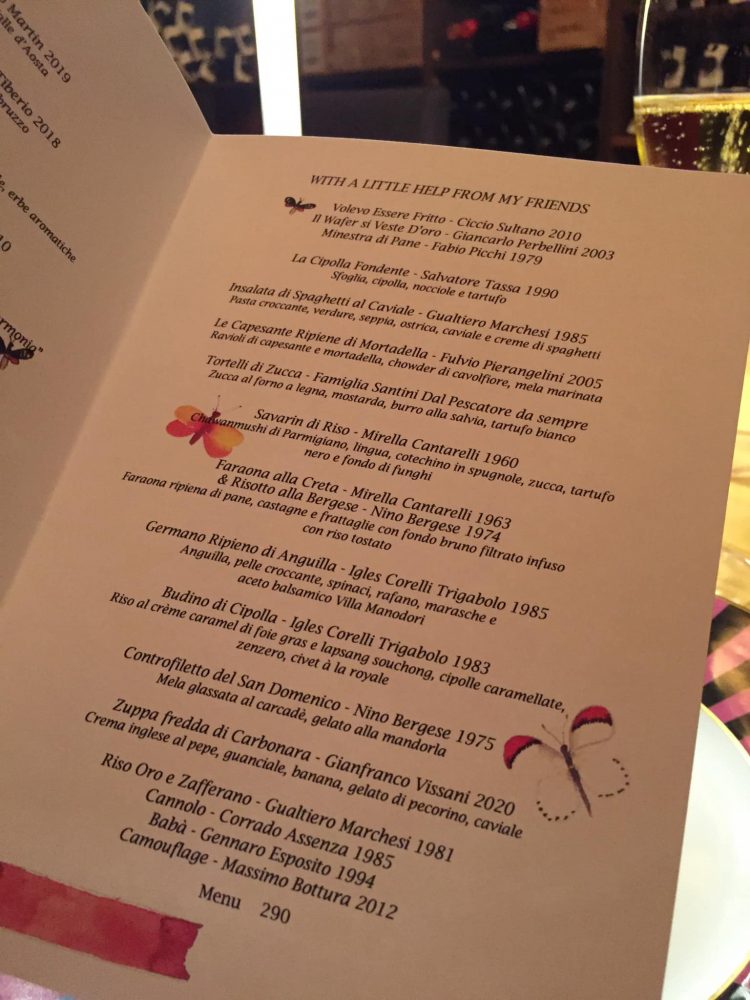 Osteria Francescana di Massimo Bottura, il menu