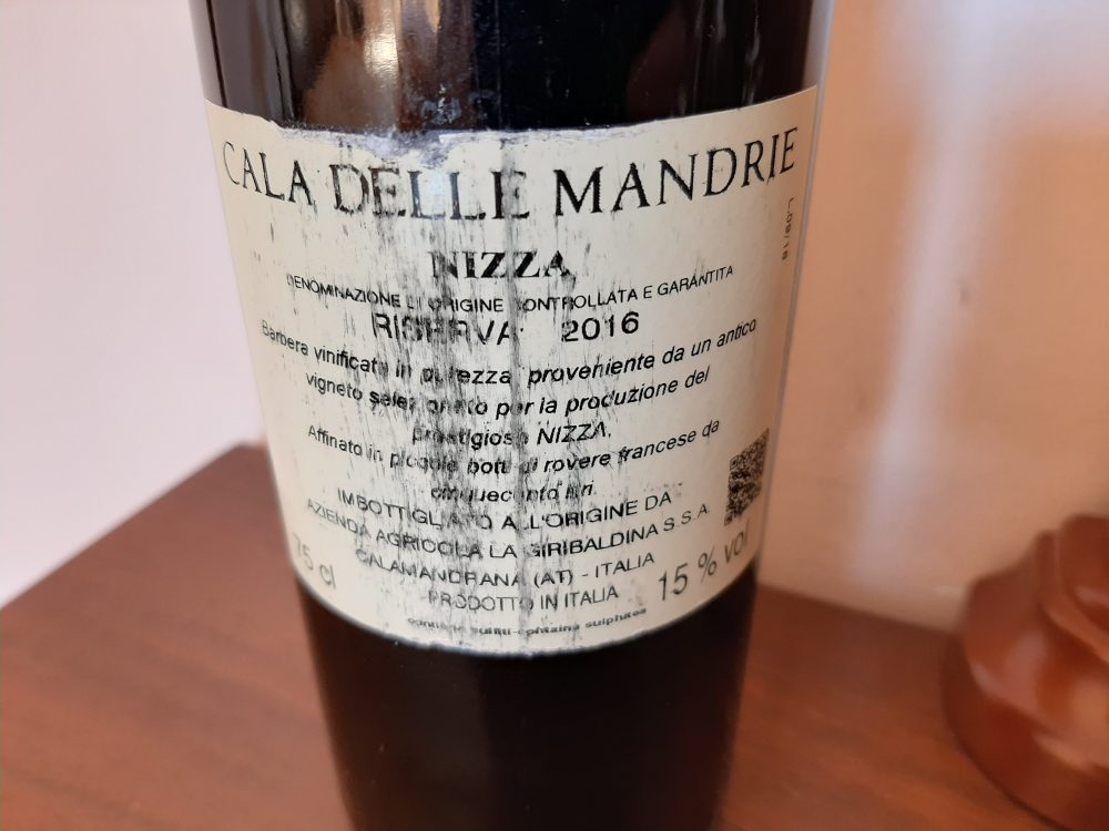 Controetichetta Cala delle Mandrie Barbera Nizza Riserva Docg 2016 La Giribaldina