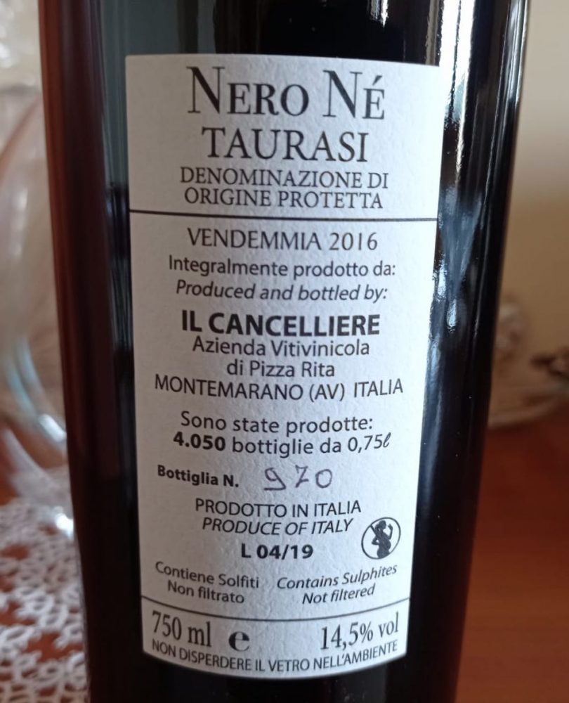 Controetichetta Nero Ne' Taurasi Docg 2016 Il Cancelliere