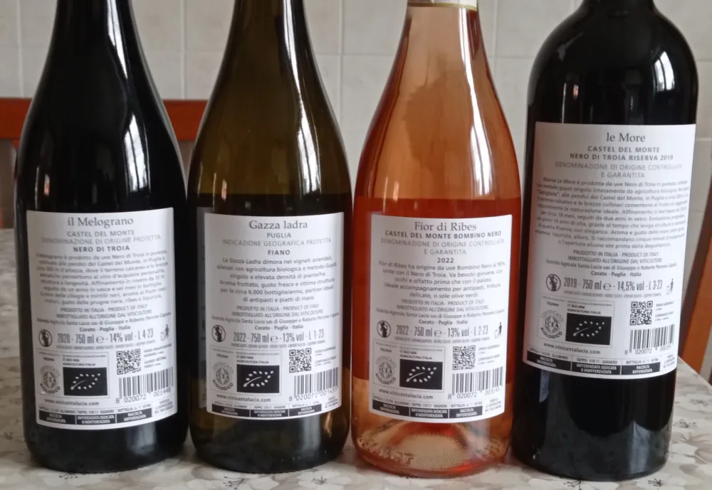 Controetichette vini Santa Lucia