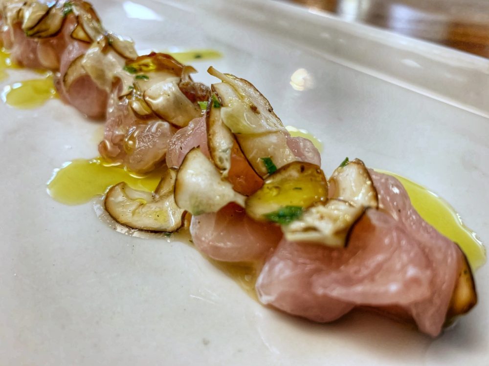 tartare di ricciola e porcini, De Gustibus Palmi