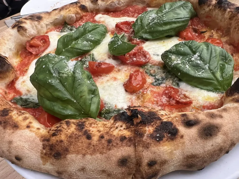 La pizza margherita con il fior di latte