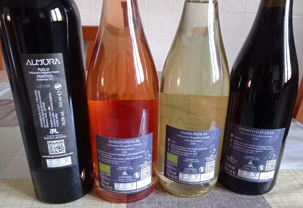 Controetichette vini azienda Recchia Leonarda