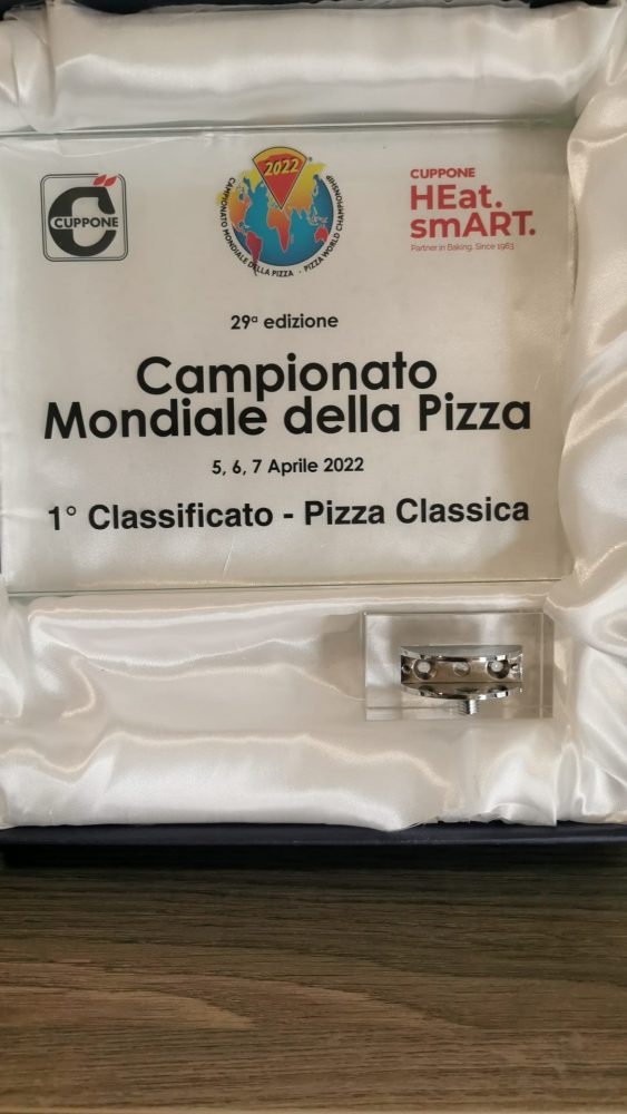 Primo posto al Campionato Mondiale della Pizza 2022 di Parma - attestato