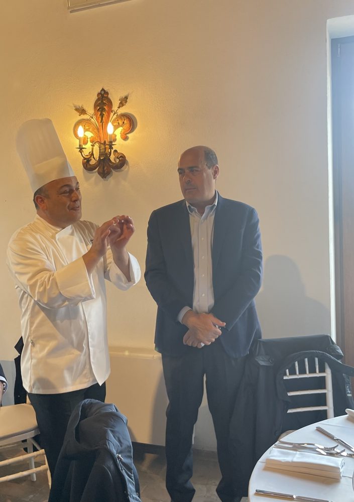 Lo chef Fabio Campoli e il Presidente della Regione Lazio Zingaretti