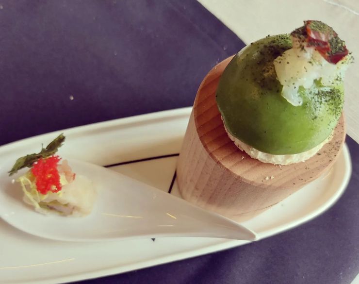 Mont Blank, Cheesecake con mozzarella di bufala, baccalà, broccoli e peperone crusco