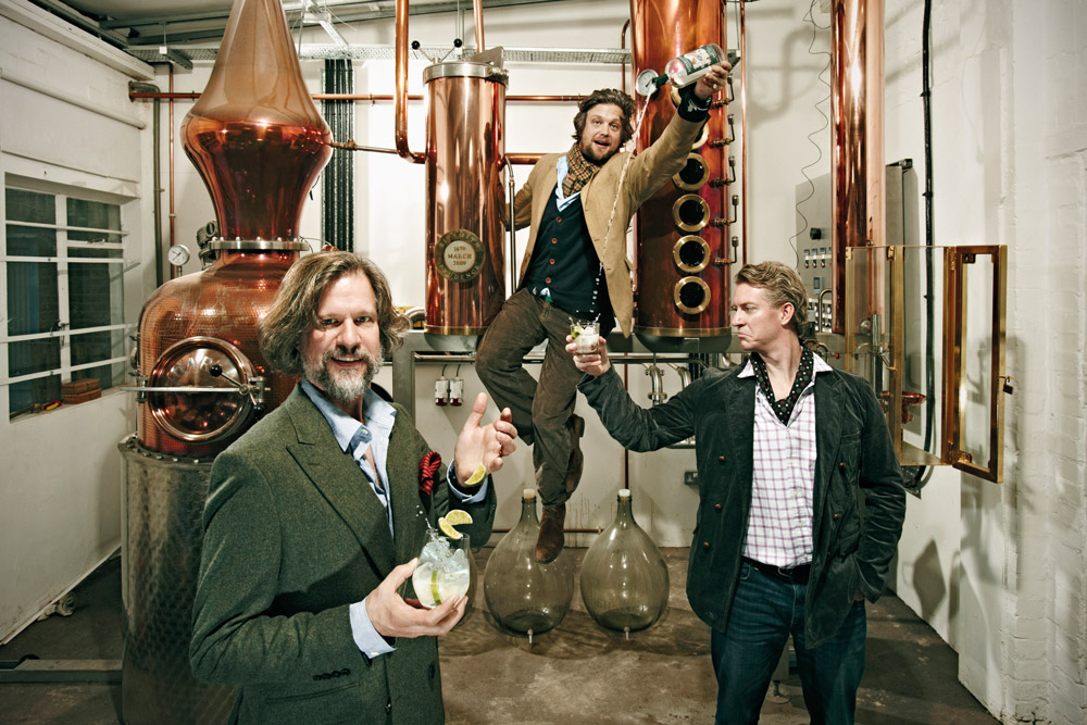 Sipsmith Gin i tre fondatori Jared Brown, Fairfax Hall e Sam Galsworthy