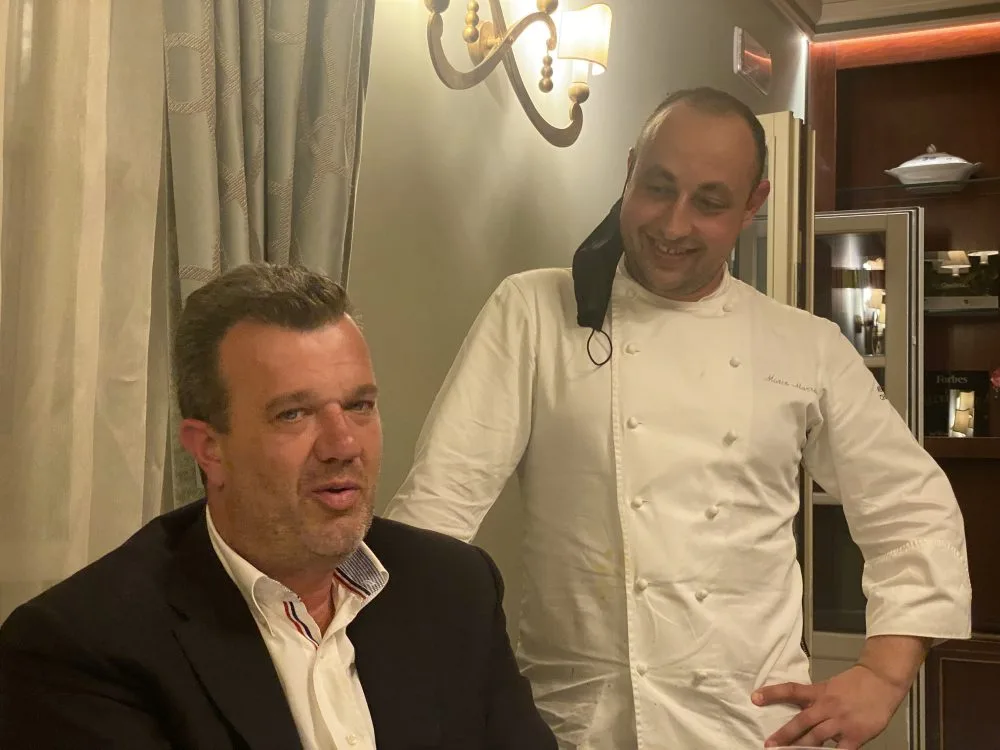 Franco Cristoforetti proprietario del ristorante Oseleta e lo chef Marco Marras - Ristorante Oseleta