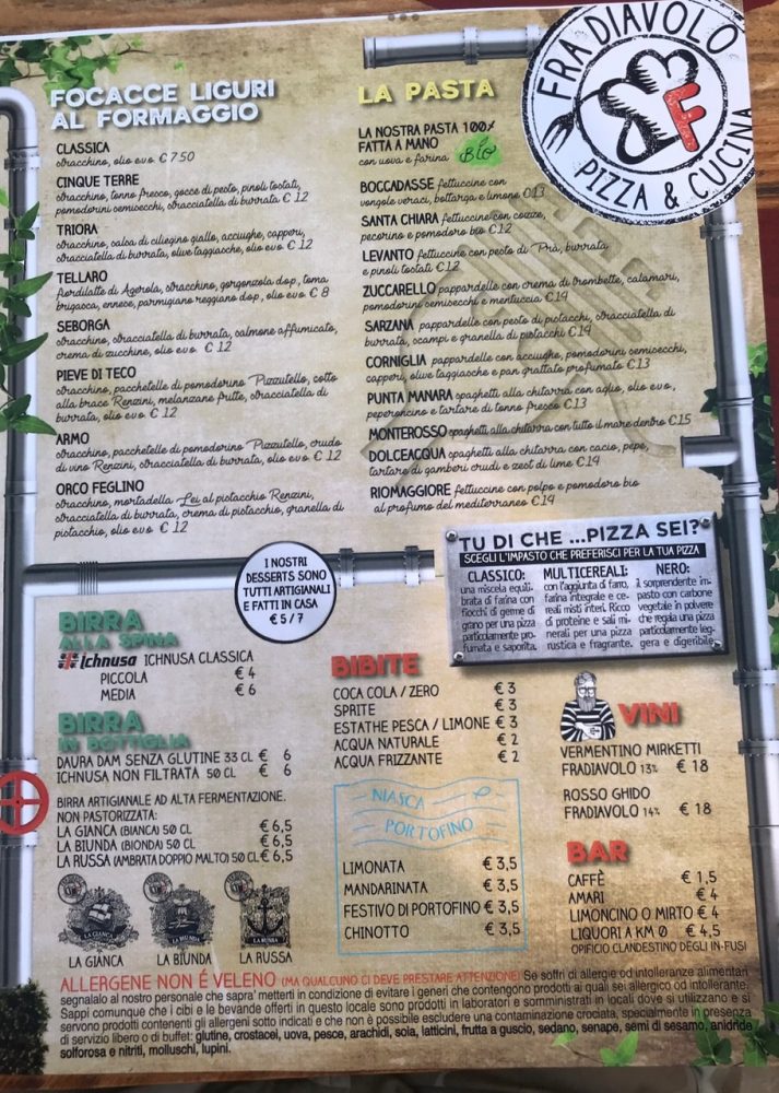 …con i prezzi e gli ingredienti