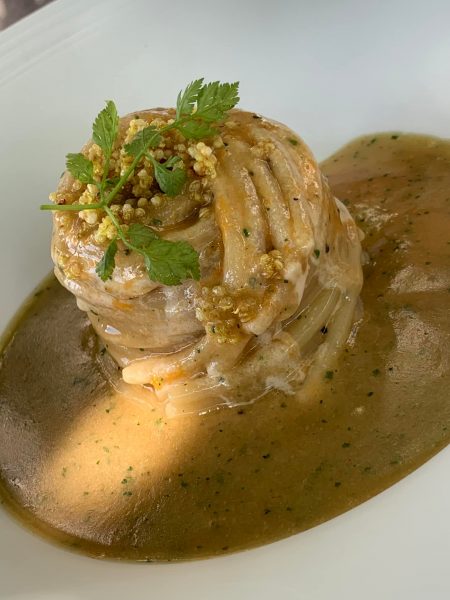 LAQUA Countyside, Spaghettone, mandorle, ricci di mare e quinoa