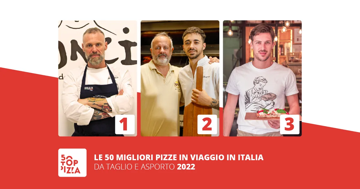 Il Podio di Le 50 Migliori Pizze in Viaggio in Italia, da taglio e asporto, 2022