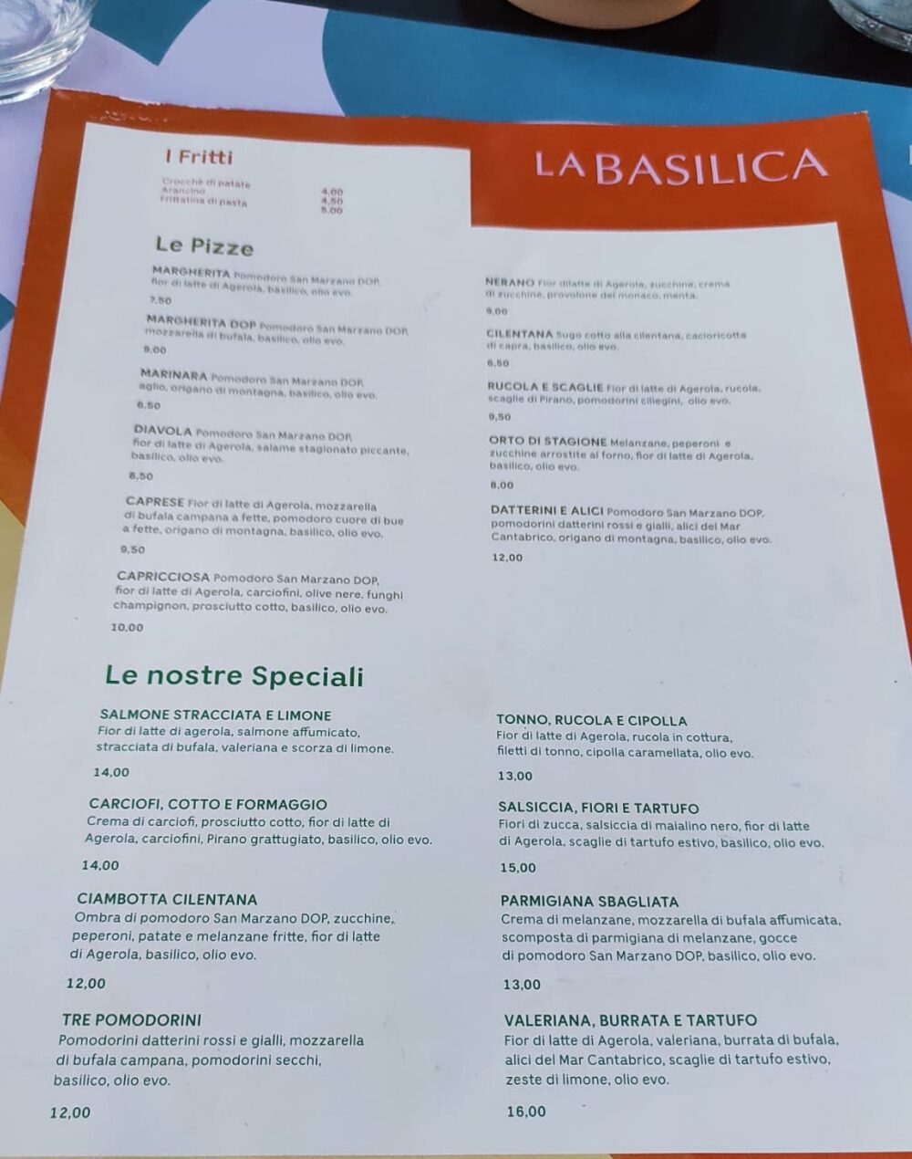 La Basilica Pizzeria - il menu