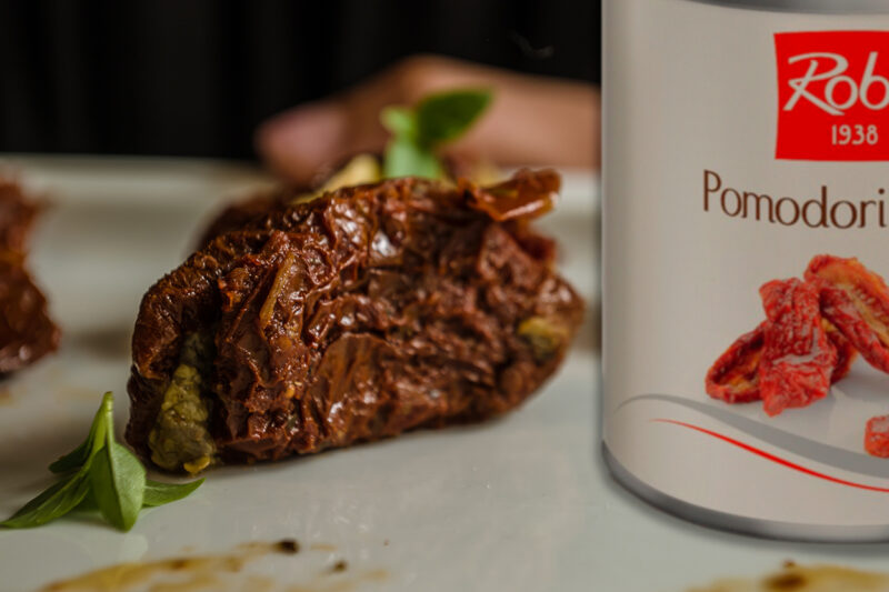 Polpo e pesto di basilico, con pomodoro secco Robo