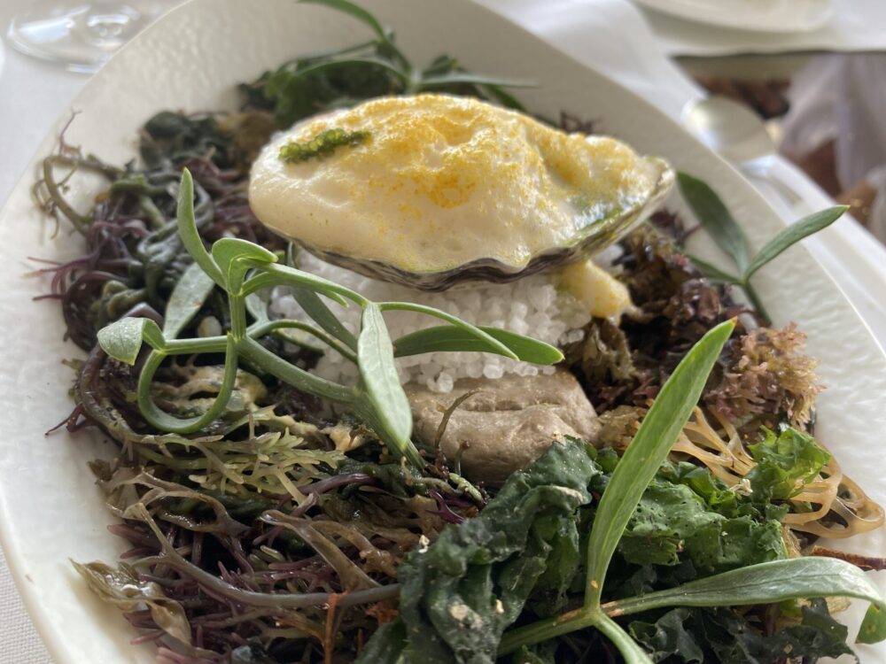 Torre del Saracino - ostrica, cantalupo, kumquat, pesto di rucola