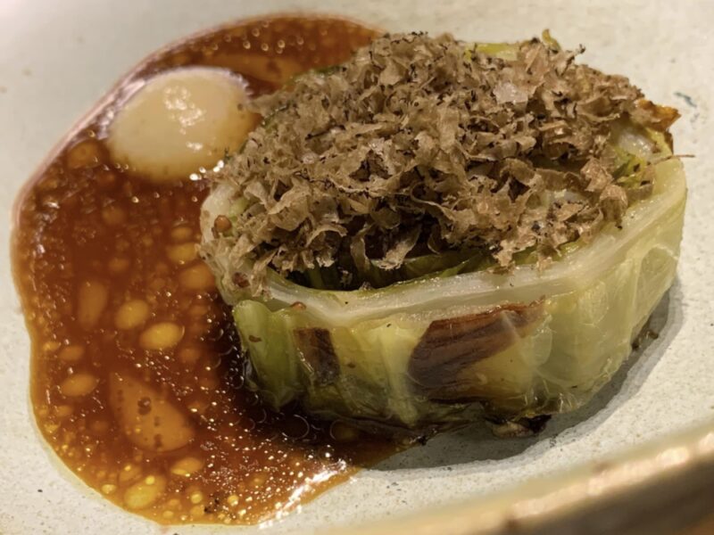 Ristorante Il Pagliaccio, verza, pera e tartufo umbro