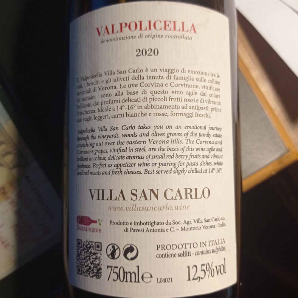 Valpolicella -La - 2020 doc Villa San Carlo