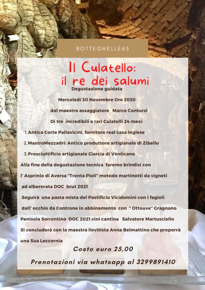 Il Culatello, il Re dei Salumi a Salerno - Giovedi 30 novembre Botteghelle65