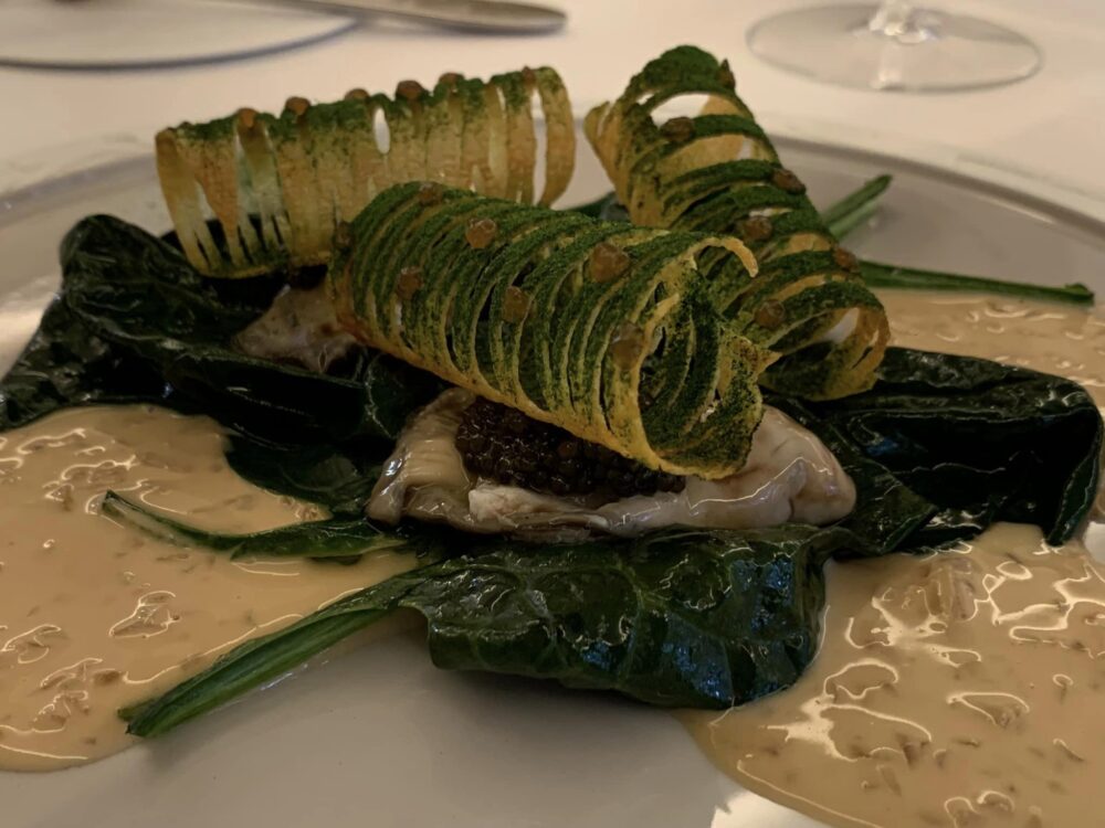 Maison Ruggieri, ostriche con burro, spinaci e caviale