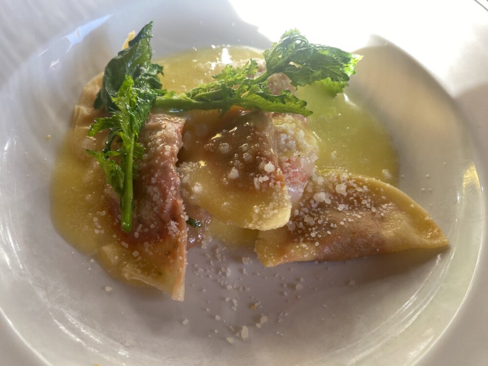 Fulvio Pierangelini - ravioli pomodoro, cicoria e gambero rosso