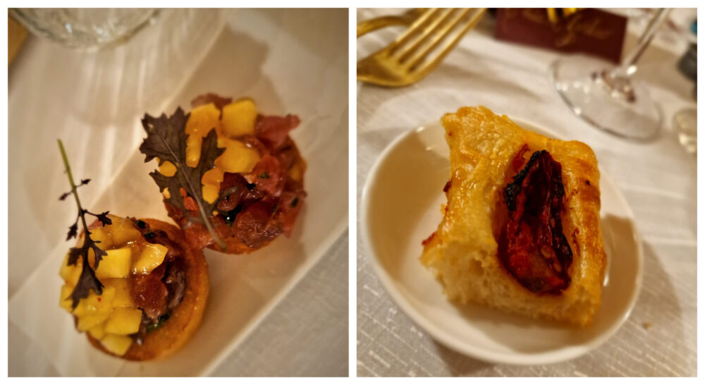 tonno e mango, focaccia