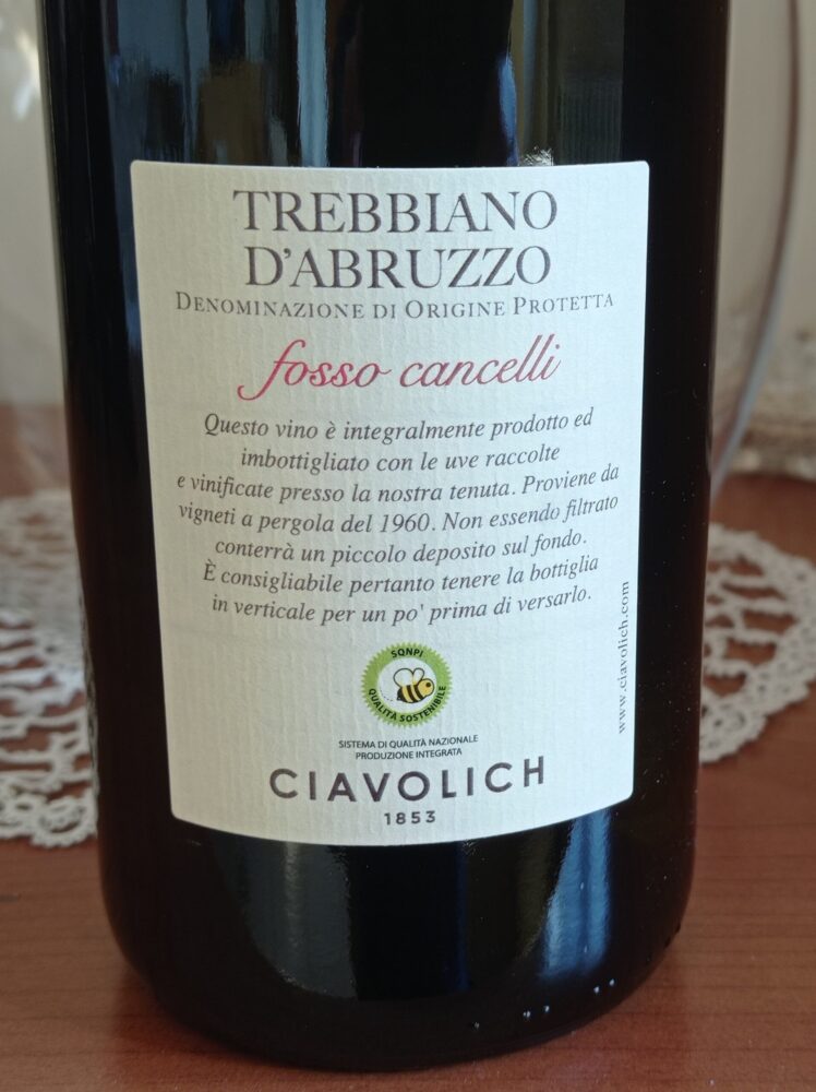 Controetichetta Fosso Cancelli Trebbiano d'Abruzzo Dop 2019 Ciavolich