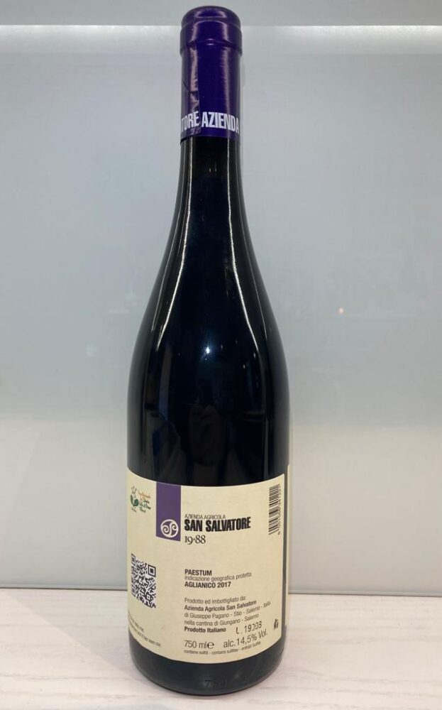 Controetichetta Jungano Aglianico Paestum IGP 2017 San Salvatore