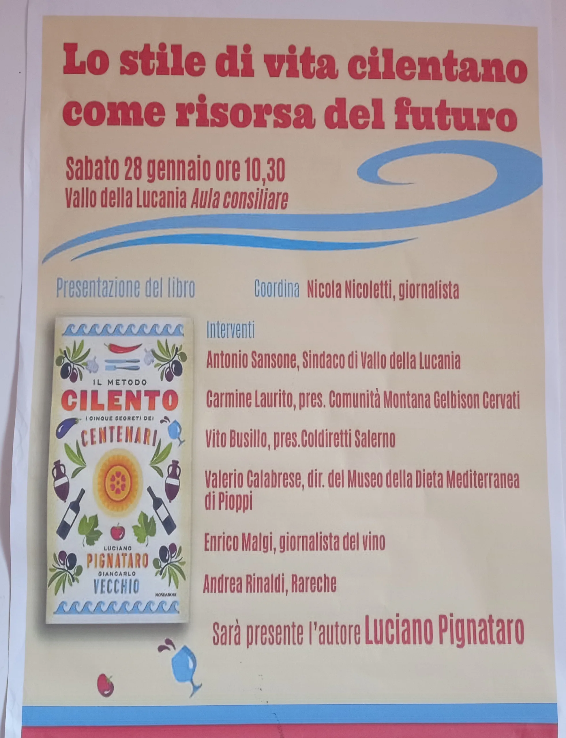 Locandina sull'incontro per la Dieta Mediterranea a Vallo della Lucania