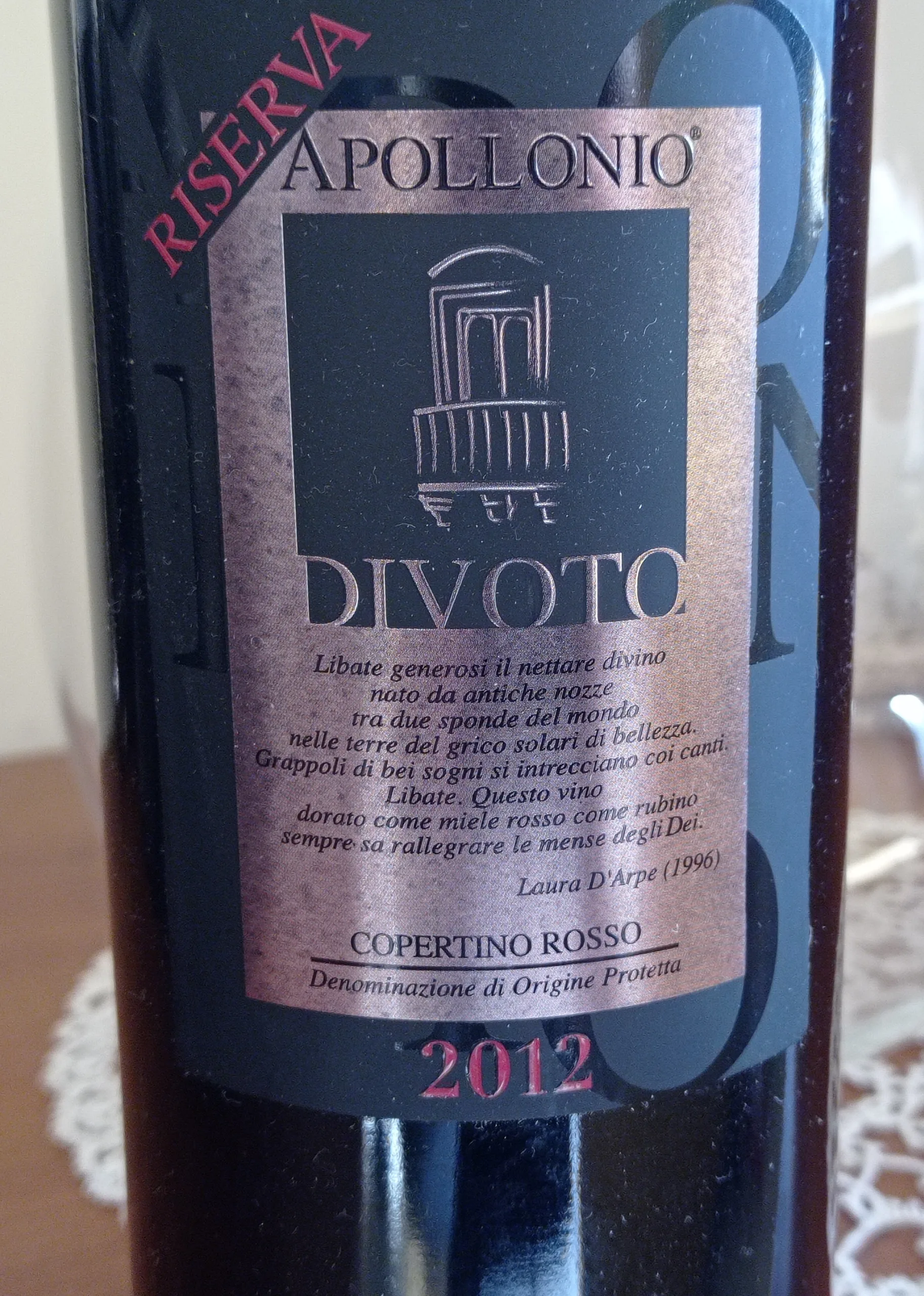Divoto Copertino Rosso Riserva Dop 2012 Apollonio