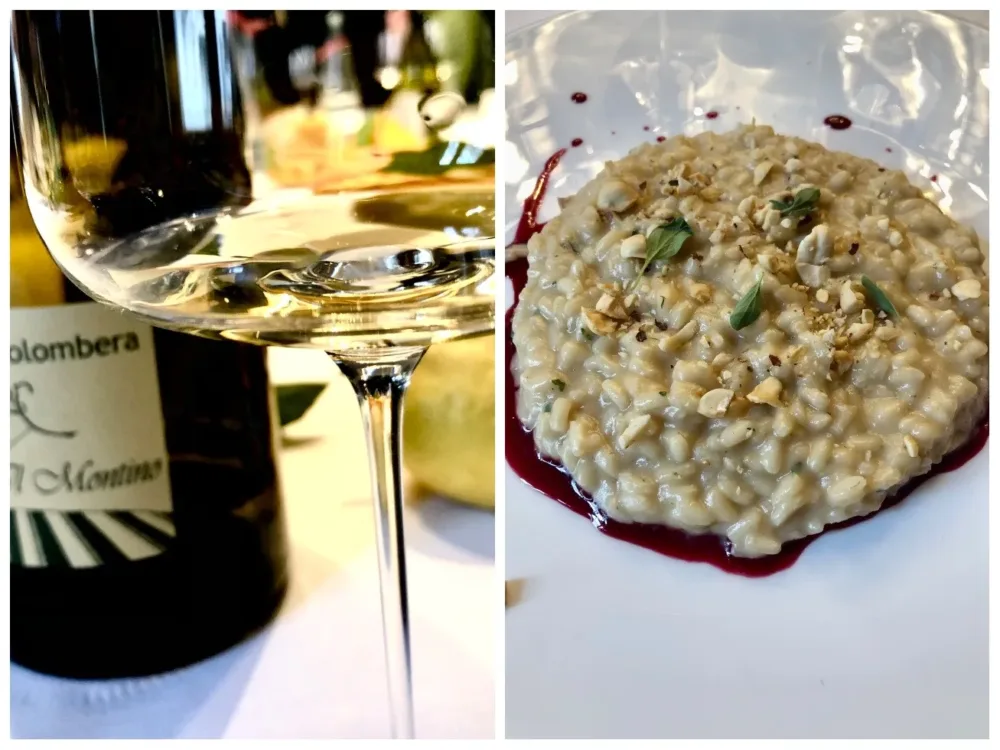 La Colombera Il Montino - Risotto Carnaroli con Topinambur, Maggiorana, Nocciole di Mondovì e Melograno