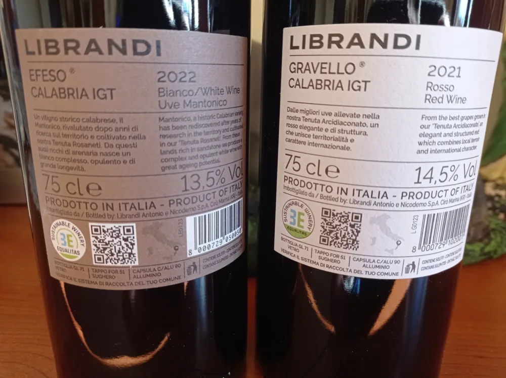 Controetichette vini Librandi