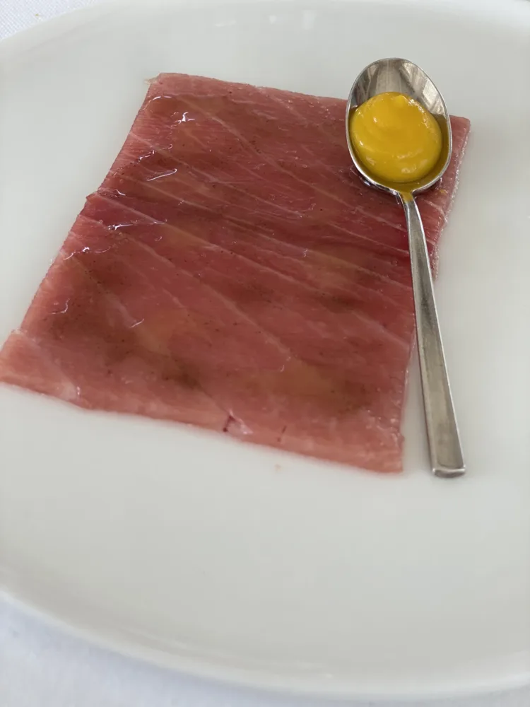 Uliassi - mandarino, ventresca di tonno, olio di Timiz