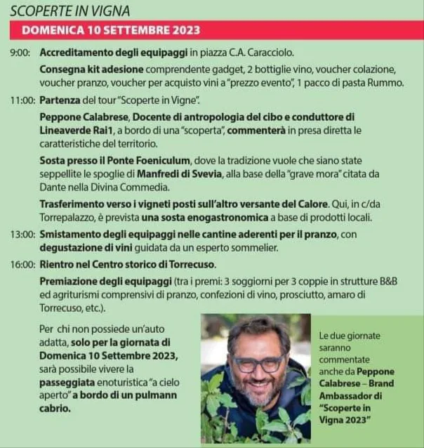 Il Programma di Domenica 10 settembre 2023