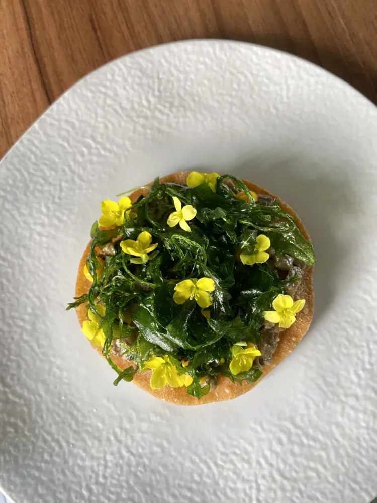 Croccante di Porcini, rucola e zafferano