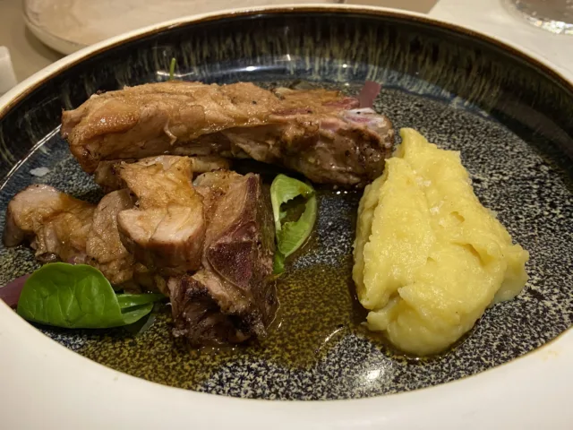 LAGNELLO-Agnello-laticauda-con-purea-di-patate-cipolla-in-agrodolce-misticanza