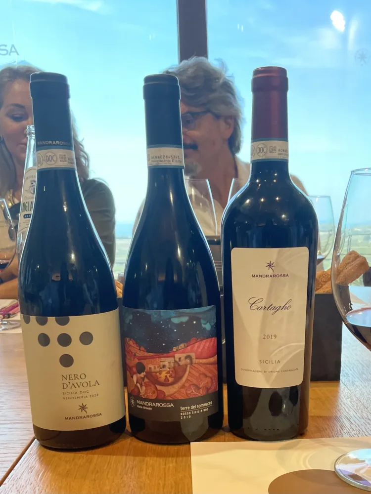 Mandrarossa Nero D'Avola Sicilia Doc 2022, Mandrarossa Storie Terre del Sommacco 2019, Cartagho 2019 Sicilia Doc