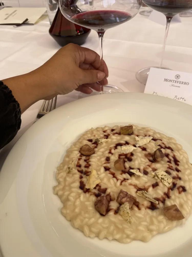 Risotto alle caldarroste e vino rosso