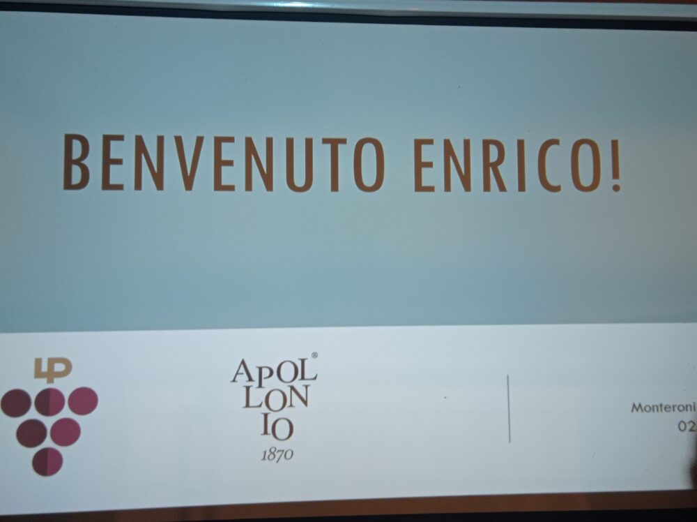 Messaggio di benvenuto da parte dell'azienda Apollonio